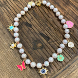 Edison Pearl Choker w/ Charms | Evil Eye | A