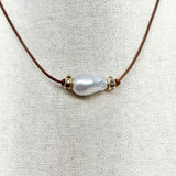 South Sea pearl w/ Gold and Black Diamond Rondels | 16"