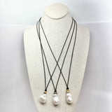 Freshwater Pearl Mid-Length Necklace w/ 18K Gold & Diamond | 20.5"