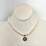 Small Freshwater Pearls w/ Evil Eye Pendant Choker