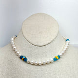 Glass Beads & Freshwater Pearl Choker | 16"