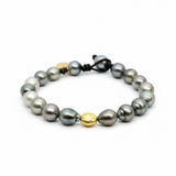 Tahitian Pearl Bracelet with Gold Pebble | 8.5"