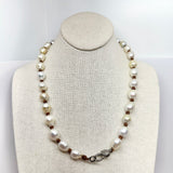 South Sea Pearls Mid-Length Necklace on Leather w/ Pave Diamond Clasp | 22”
