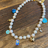 Edison Pearl Choker w/ Charms | Blue | E