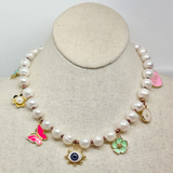 Edison Pearl Choker w/ Charms | Evil Eye | A