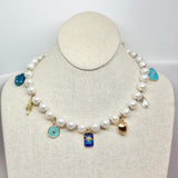 Edison Pearl Choker w/ Charms | Blue | E