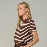 JJ - The Boxy Tee | Brown/Sand Stripe