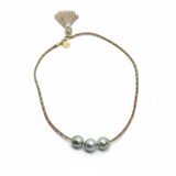 Tahitian Pearls on Metallic Cord Necklace