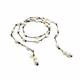 Freshwater Pearl Classic Lariat Necklace w/ Gold Beads