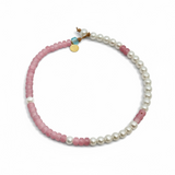 Glass Beads & Freshwater Pearl Choker | 16"