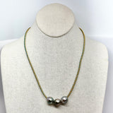 Tahitian Pearls on Metallic Cord Necklace