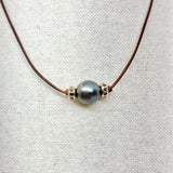 Tahitian Pearl w/ Gold and Black Diamond Rondels | 16"