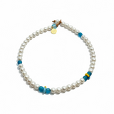 Glass Beads & Freshwater Pearl Choker | 16"