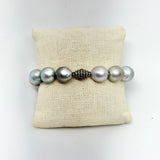 Tahitian Pearls w/ Silver Diamond Finding Bracelet | 8"