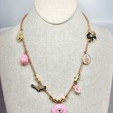 Evil Eye Charm Necklace | Pink | B | 21"