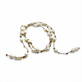 Freshwater Pearl Classic Lariat Necklace w/ Gold Beads