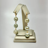 3 Tahitian Pearl Dangle Earrings w/ 14K Huggy
