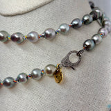 Tahitian Pearl Necklace on Colorful Thread w/ Diamond Clasp | 31.5”