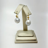 South Sea Pearl w/ 24K Gold & Diamond Earrings