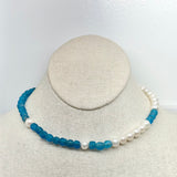 Glass Beads & Freshwater Pearl Choker | 16"
