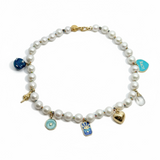 Edison Pearl Choker w/ Charms | Blue | E