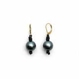Large Tahitian Pearl on Leather Earrings