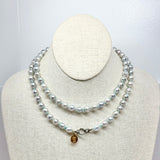 Silver Toned Akoya Pearls Strung on Silk | 32"