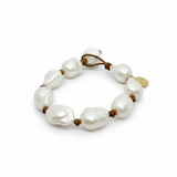 Small Baroque Pearls on Leather Bracelet