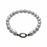 Freshwater Pearl Necklace w/ Silver Pave Diamond Clasp