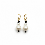 Round Pearl Stack on Leather Earrings