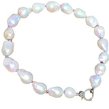 Baroque Pearls on Colorful Thread w/ Diamond Clasp Choker 17''