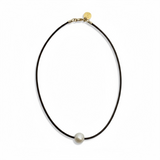 Edison Pearl Choker on Stitched Leather | 15"