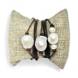 Wrap Around Pearl & Leather Bracelet