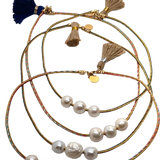 Edison Pearls on Metallic Cord Necklace
