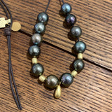 Adjustable | Tahitian Pearls, 18K Gold Teardrop & Rondels