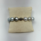 Tahitian Pearls w/ Silver Diamond Finding Bracelet | 8"