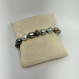 Tahitian Pearls w/ Silver Diamond Rondel Bracelet