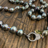 Tahitian Pearl Necklace on Colorful Thread w/ Diamond Clasp | 31.5”