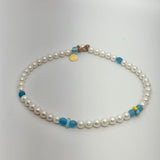 Glass Beads & Freshwater Pearl Choker | 16"