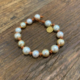 South Sea Pearls w/ Knots Bracelet | Tan | 7.5-8"