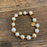 South Sea Pearls w/ Knots Bracelet | Tan | 7.5-8"