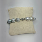 Tahitian Pearls w/ Silver Diamond Finding Bracelet | 8"