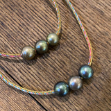 Necklace | Tahitian Pearls on Metallic Cord