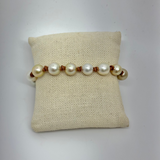 South Sea Pearls w/ Knots Bracelet | Tan | 7.5-8"