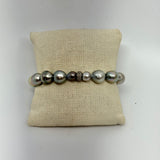 Tahitian Pearls w/ Silver Diamond Rondel Bracelet | 7.5"