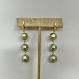 3 Tahitian Pearl Dangle Earrings w/ 14K Huggy