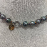 Choker | Tahitians Pearls on Colorful Thread w/ Diamond Clasp | 15.5”
