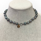 Choker | Tahitians Pearls on Colorful Thread w/ Diamond Clasp | 15.5”