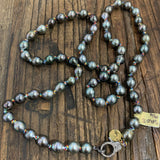 Tahitian Pearl Necklace on Colorful Thread w/ Diamond Clasp | 31.5”