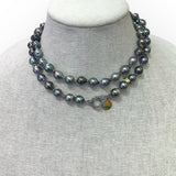 Tahitian Pearl Necklace on Colorful Thread w/ Diamond Clasp | 31.5”